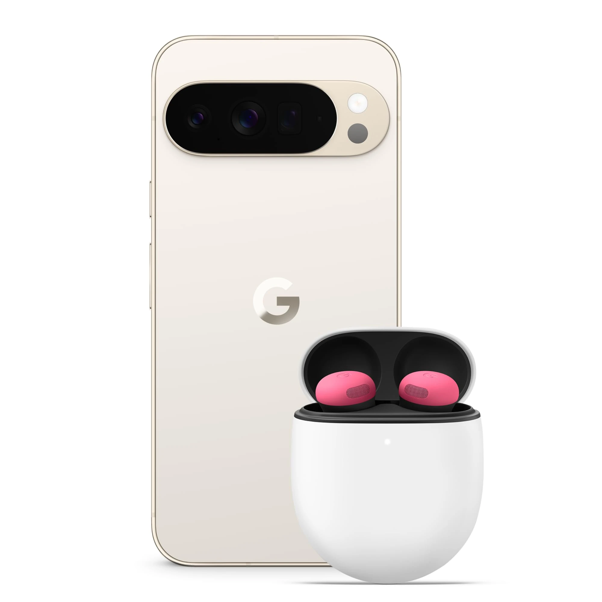 Google Pixel 10 Pro XL - Unlocked Android Smartphone with Gemini, Triple Rear Camera, 24+ Hour Battery and 6.8" Super Actua Display - Porcelain, 256GB + Buds Pro 2