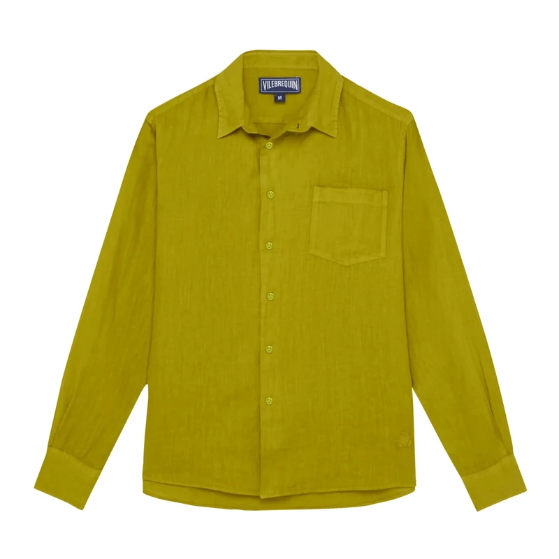 Vilebrequin, Linen Shirt Solid, M, Wormwood