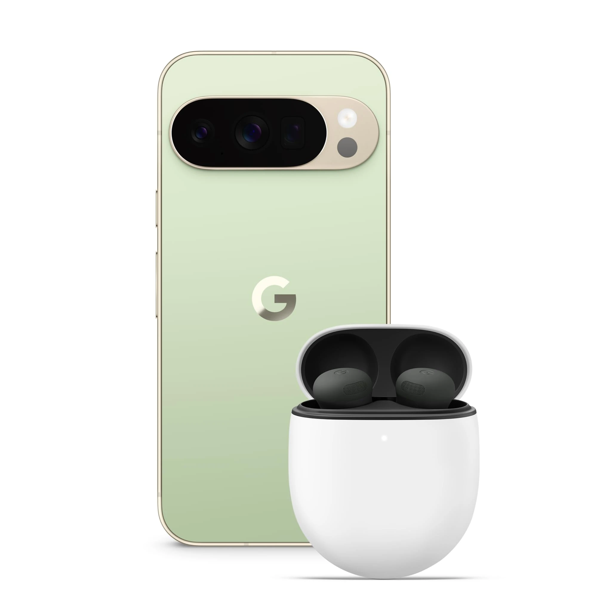 Google Pixel 10 Pro - Unlocked Android Smartphone with Gemini, Triple Rear Camera System, 24+ Hour Battery and 6.3" Super Actua Display - Jade, 256GB + Buds Pro 2