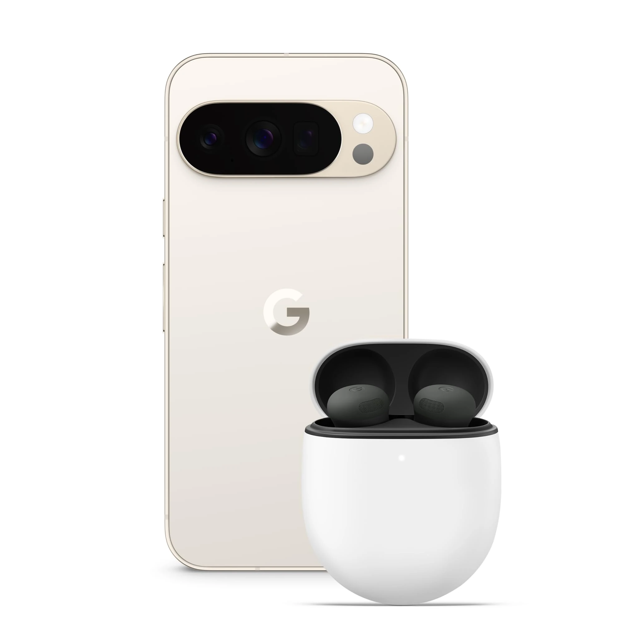 Google Pixel 10 Pro - Unlocked Android Smartphone with Gemini, Triple Rear Camera System, 24+ Hour Battery and 6.3" Super Actua Display - Porcelain, 512GB + Buds Pro 2