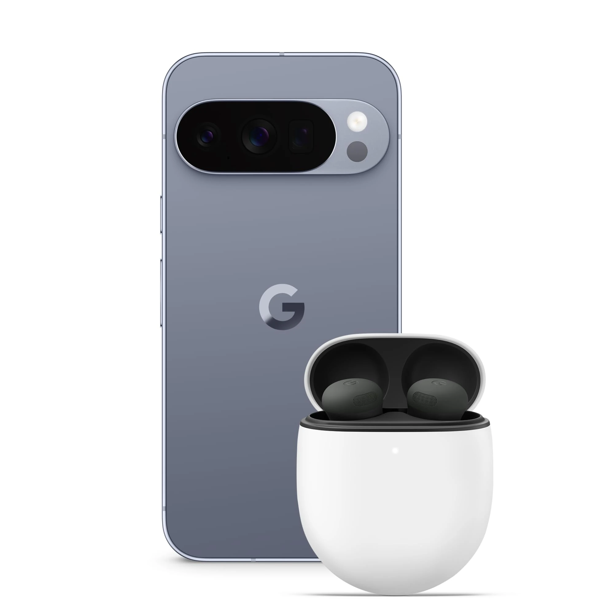 Google Pixel 10 Pro - Unlocked Android Smartphone with Gemini, Triple Rear Camera System, 24+ Hour Battery and 6.3" Super Actua Display - Moonstone, 256GB + Buds Pro 2