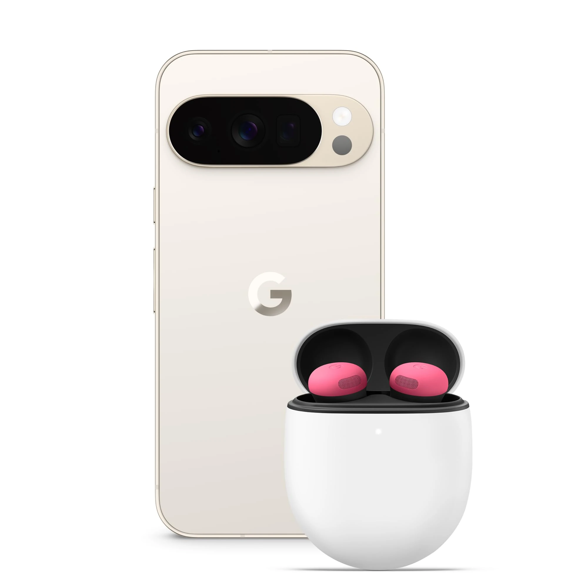 Google Pixel 10 Pro - Unlocked Android Smartphone with Gemini, Triple Rear Camera System, 24+ Hour Battery and 6.3" Super Actua Display - Porcelain, 512GB + Buds Pro 2