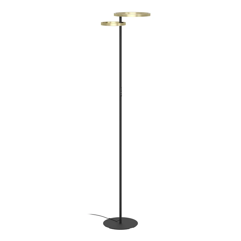 Eglo LED Floor lamp Castelpoto 1, Living Room Light with Touch, dimmable up/Downlight, Metal Black and Brushed Brass, Warm to Cool White, 180 cm Tall