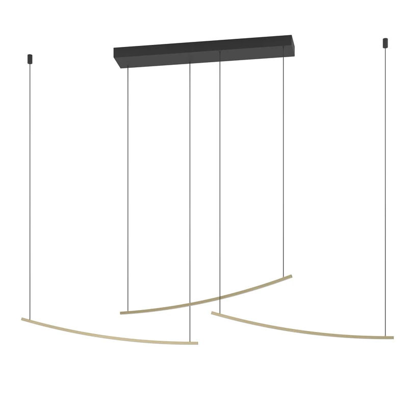 Eglo LED Pendant lamp Vileggi Cable System, dimmable Dining Table Light with Dip Switch, Hanging Ceiling lamp, Metal in Brass, Warm to Cool White, 3600 lumens