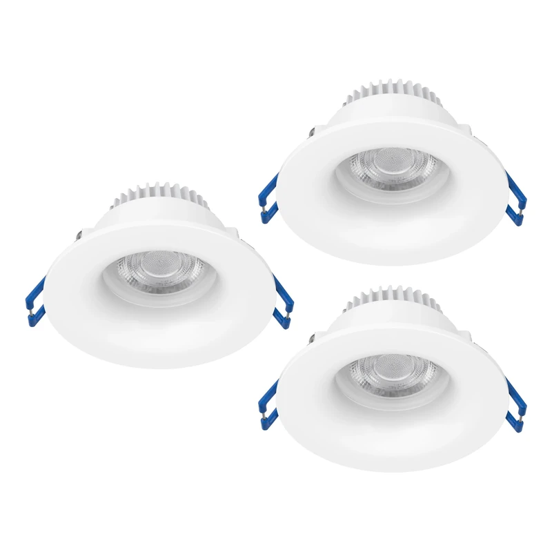 Eglo Set of 3 recessed Spotlight Set Salabate, Ø 8.8 cm, Bathroom Ceiling Spots, White Aluminium, Warm White, Neutral Cool IP65