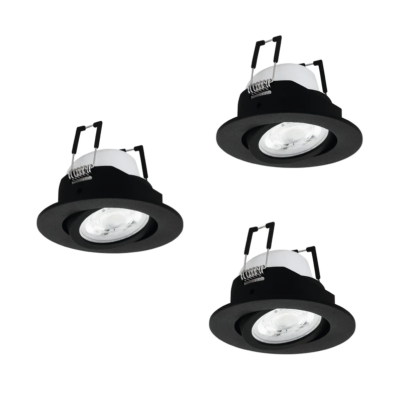 Eglo Connect.z Smart Home 3-Pack LED recessed spotlights Saliceto-Z, Ø 8.8 cm, Flat ZigBee Spots, Matte, app and Alexa Control, Warm to Cool White, RGB, dimmable, Black