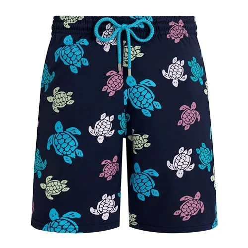 Vilebrequin, Long Stretch Swim Shorts Tortues Multicolore, XXXL, Navy