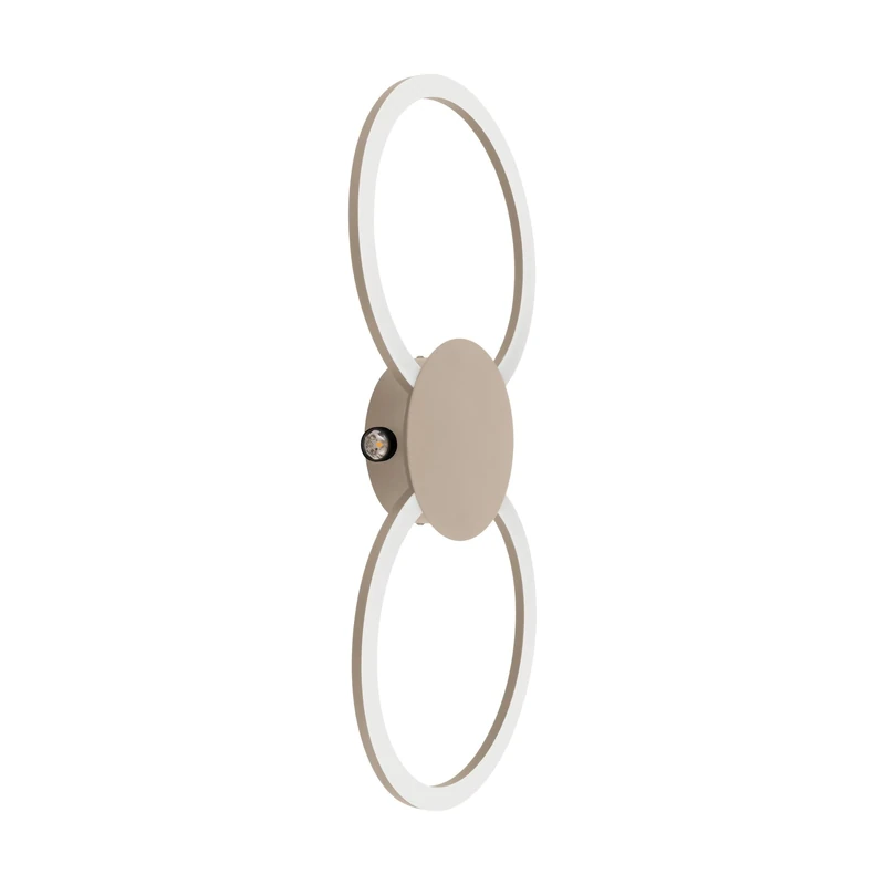 Eglo LED Wall lamp Venticello, Indoor Light Fixture, Bedroom Lighting with Two Rings, Metal in Sand Colour, Warm White