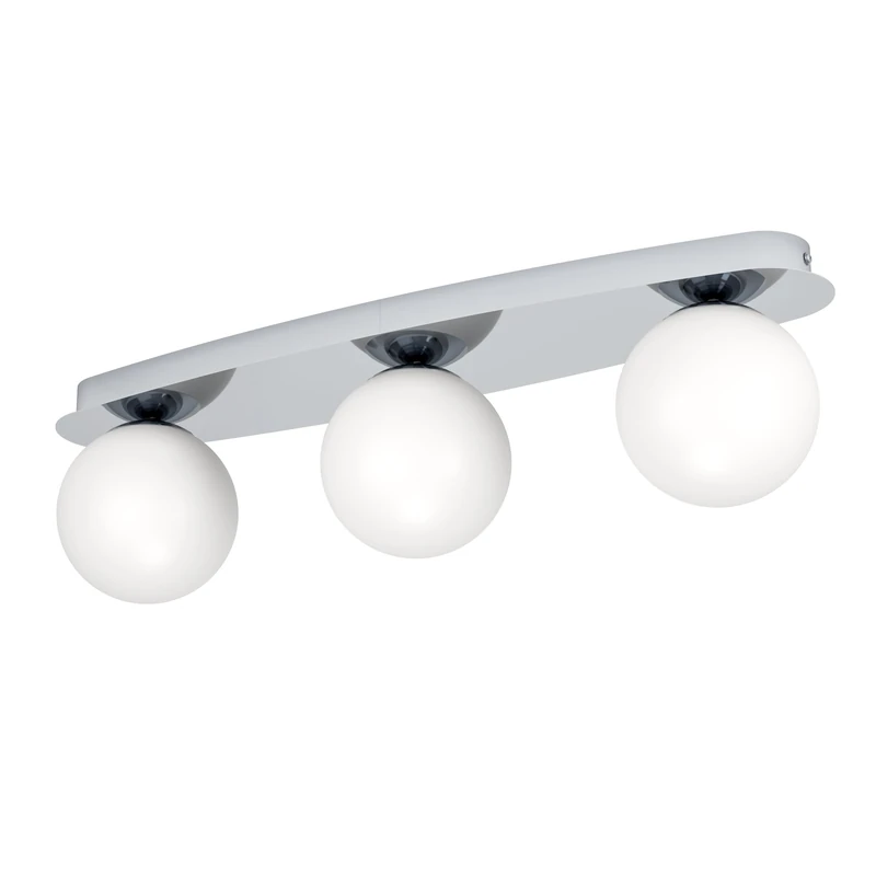 Eglo LED Wall lamp Castrivido, 3-Light Bathroom Mounted lamp, Metal Vanity Light in Chrome with White Glass Globe, Includes Warm G9 Bulb, IP44 Rated