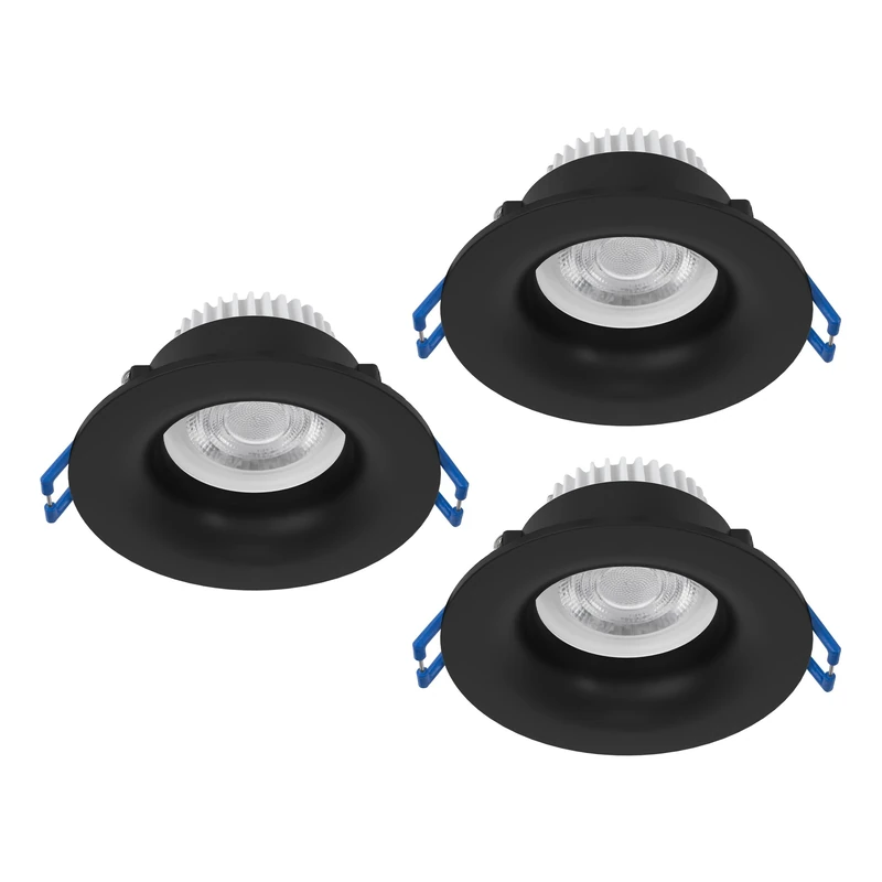 Eglo Set of 3 recessed spotlights Salabate, Ø 8.8 cm, Bathroom Ceiling Lights, Black Aluminium, Warm White, Neutral Cool IP65