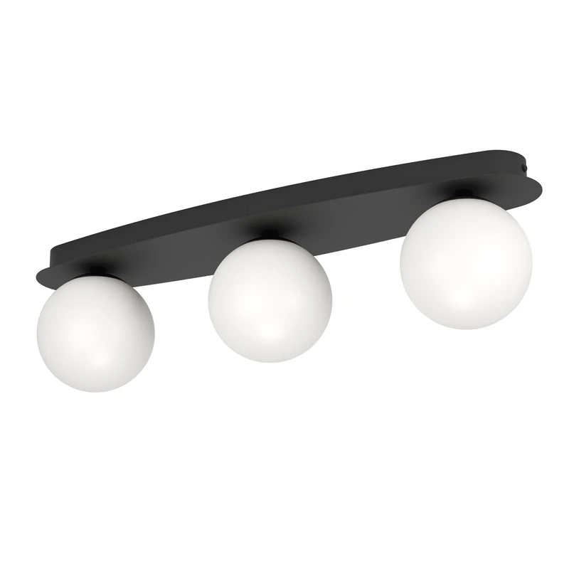 Eglo LED Wall lamp Castrivido, 3-Flame Bathroom Mounted Light, Metal Black with White Glass Globe, Includes Warm G9 Bulb, IP44 Rated