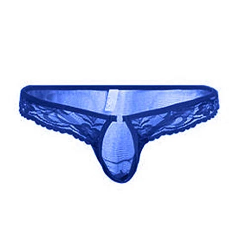 Cocila Semi Lace Men See-Through Bikini Briefs Underwear Mesh Lingerie Plus Size Set (Blue, One Size) Sexy Outfits for The Bedroom Bra and Knickers Bras Women Sets Erotic Clothing Floral Thongs