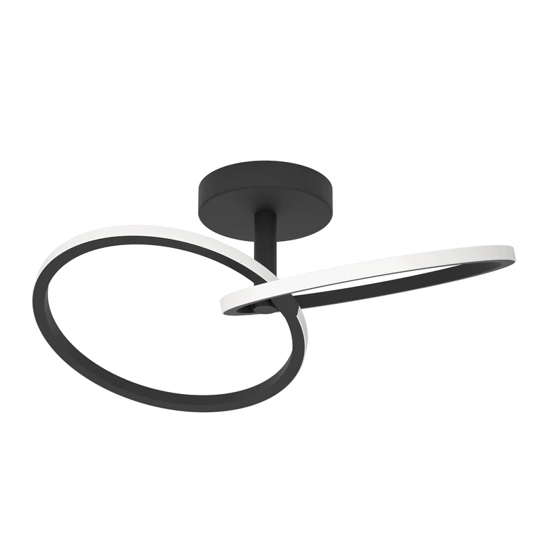 Eglo LED Ceiling Light Congiunti, Ring Flush Mount lamp for Living Room, Hallway Lighting, Metal Room in Black, Warm White-Cool White