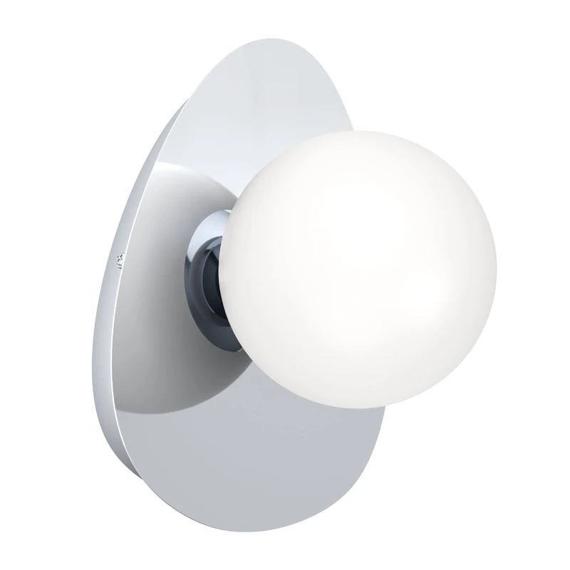 Eglo LED Wall lamp Castrivido, Bathroom Mounted Light, Metal Chrome Vanity Light with White Glass Globe, Includes Warm G9 Bulb, IP44 Rated