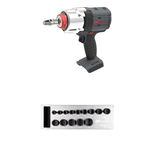 Ingersoll-Rand W7153 DXS2 1/2" 20V Cordless Impact Wrench, 1600 ft-lb, Friction Ring, Bare Tool with DXS2 Drive Hex SAE Imperial Impact Socket Set, 14-Piece, Chrome-Molybdenum Steel