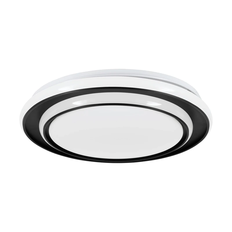 Eglo LED Ceiling Light Fixture Moschetta, Round with Remote Control, Hallway and Bedroom lamp, Metal Black White Plastic, Warm to Cool White, Ø 40 cm