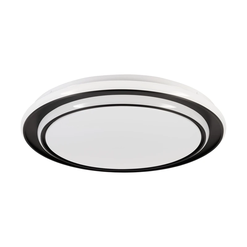 Eglo LED Ceiling Light Fixture Moschetta, Round with Remote, Hallway Flush Mount lamp, Bedroom Lighting in Black Metal and White Plastic, Warm to Cool White, Ø 49 cm