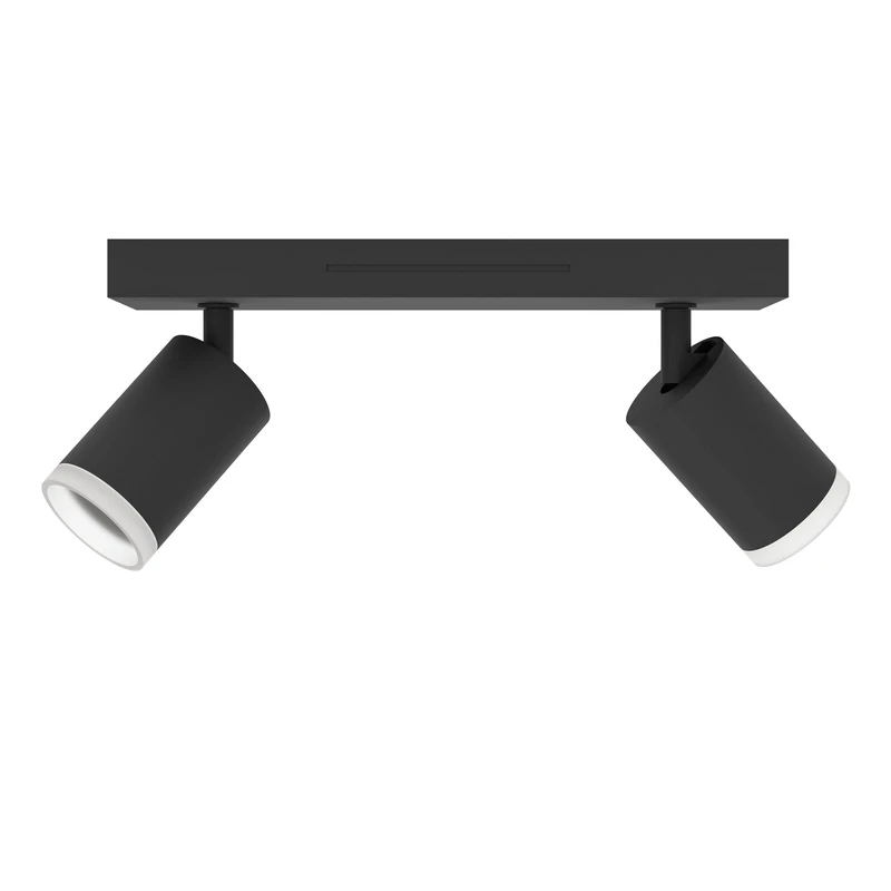 Eglo Connect.z Smart Home LED Ceiling lamp Melitello-Z, 2-spot Spotlight, ZigBee, Matter, app and Alexa Voice Control, Warm to Cool White, RGB, dimmable, Black