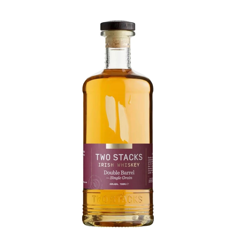 Two Stacks Double Barrel Single Grain Irish Whiskey 700ml, 43% ABV – Light, elegant, with baked pear, orange, almond, and subtle sherry spice notes