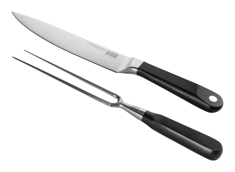 Kuhn Rikon Culinary Forged Carving Set – Precision Forged Knife & Fork from Special Steel, Swiss Design, Made in Portugal – Perfect for Slicing Meat, Roasts & Poultry, Ergonomic Handles