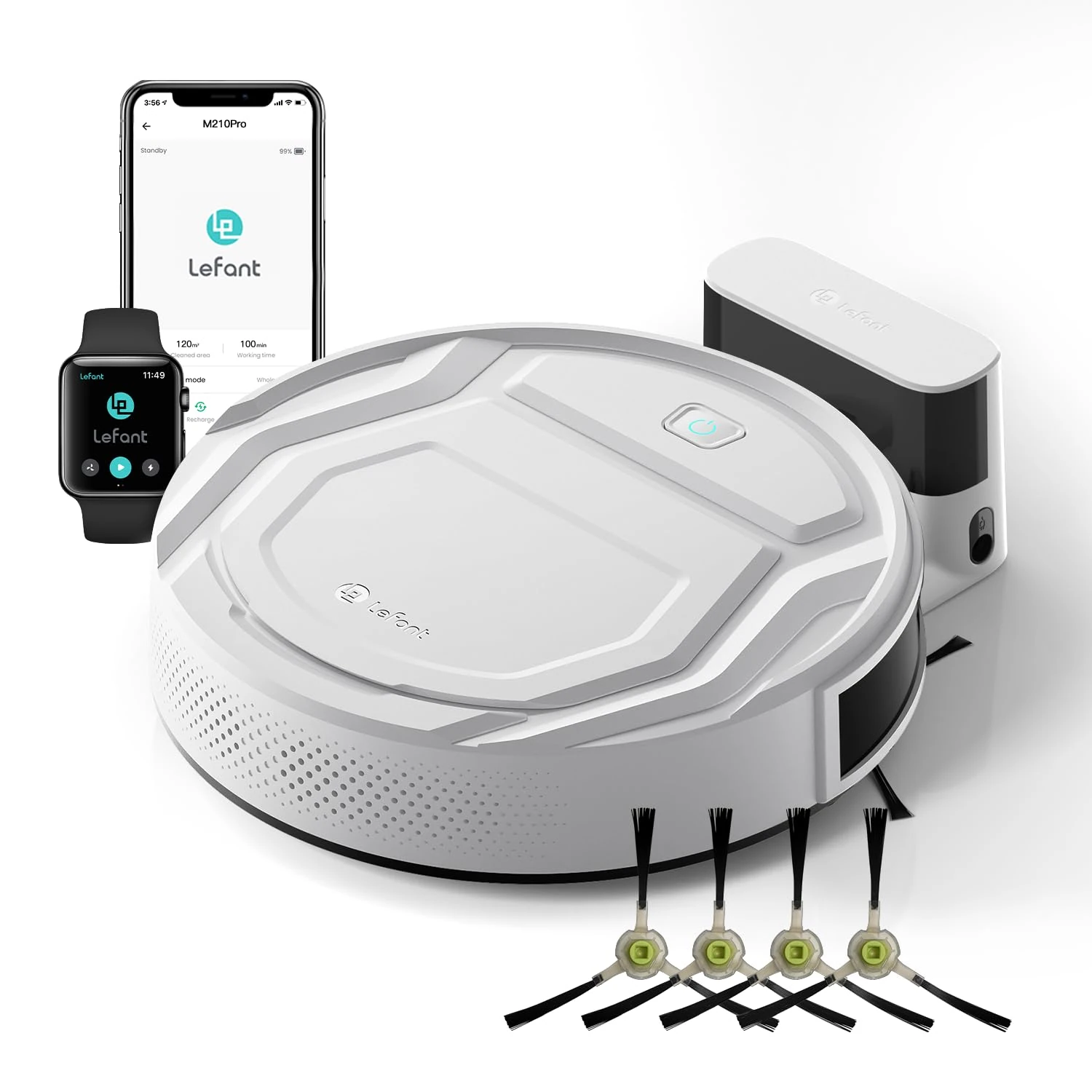 Lefant M210 Robot Vacuum Cleaner 2200Pa Strong Suction, 7.8cm Ultra-Thin for Low Carpet & Hard Floors, Wi-Fi/App/Alexa Control, Self-Charging, Ideal for Pet Hair