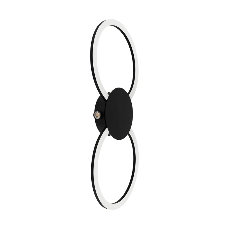 Eglo LED Wall lamp Venticello, Indoor Light Fixture, Bedroom Lighting with Two Rings, Metal in Black, Warm White