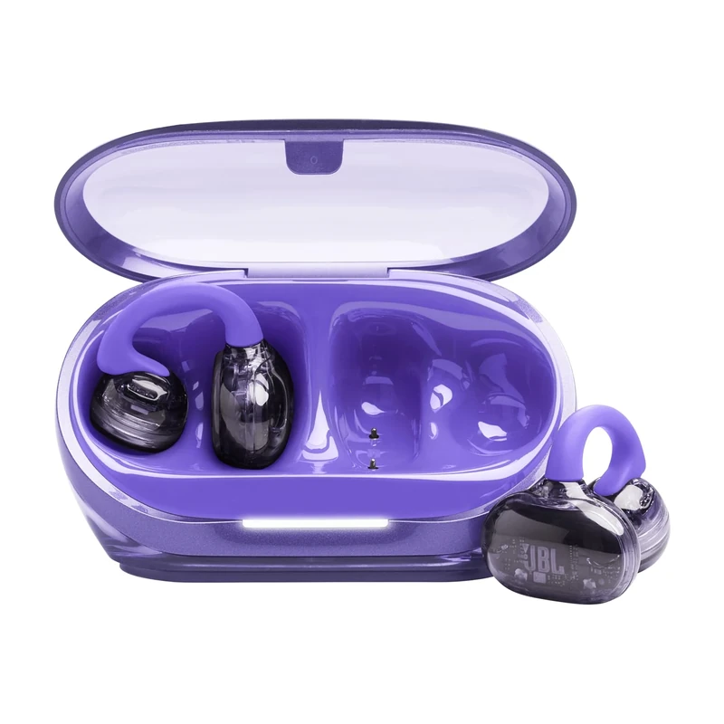 JBL Soundgear Clips True Wireless Open-Ear Headphones, SonicArc Design, Up to 32 Hours Total Playtime, 4 Beamforming Mics, IP54 Water & Dust-Resistant, JBL OpenSound Technology, Ghost Purple