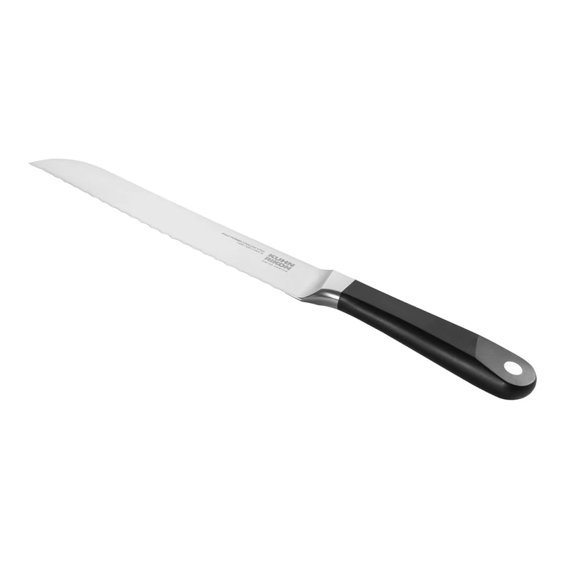 Kuhn Rikon Culinary Forged Bread Knife Rockwell-Hardened Serrated Carbon Steel Blade. Durable, Sharp Knife. Total Length = 34.5cm. Blade Length = 20cm. Full Tang Precision Balance.
