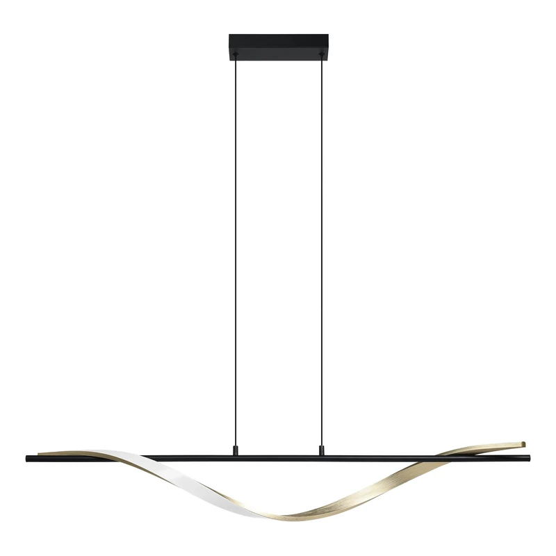 Eglo LED Pendant lamp Conaprato, dimmable Dining Table Light with Remote, Hanging Ceiling lamp, Metal Room Fixture in Black and Brass, Warm to Cool White