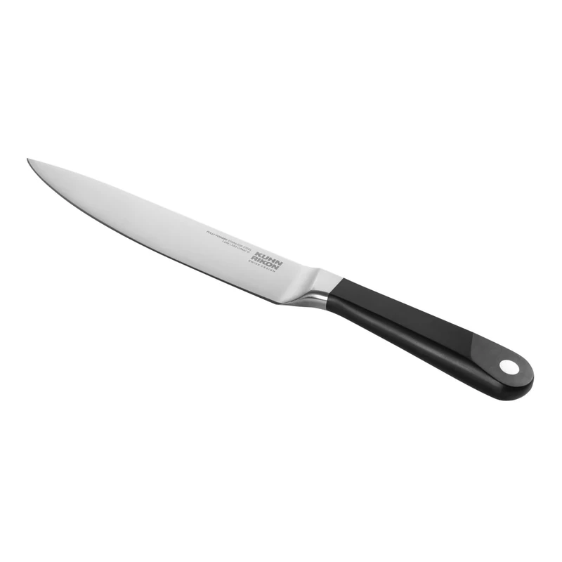 Kuhn Rikon Culinary Forged Carving Knife Rockwell-Hardened Carbon Steel Blade. Durable, Sharp Knife. Total Length = 33.5cm. Blade Length = 20cm. Full Tang Precision Balance.
