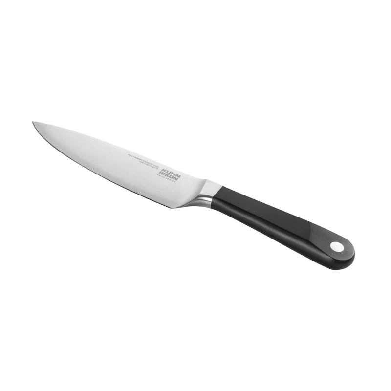 Kuhn Rikon Culinary Forged Small Chef’s Knife Rockwell-Hardened Carbon Steel Blade. Durable, Sharp Knife. Total Length = 30cm. Blade Length = 16cm. Full Tang Construction for Perfect Balance.