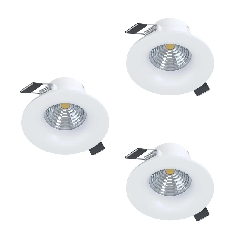 Eglo Set of 3 recessed Spotlight Set Saliceto, dimmable Round Ceiling Spots, Aluminium White, Warm Ø 8.8 cm