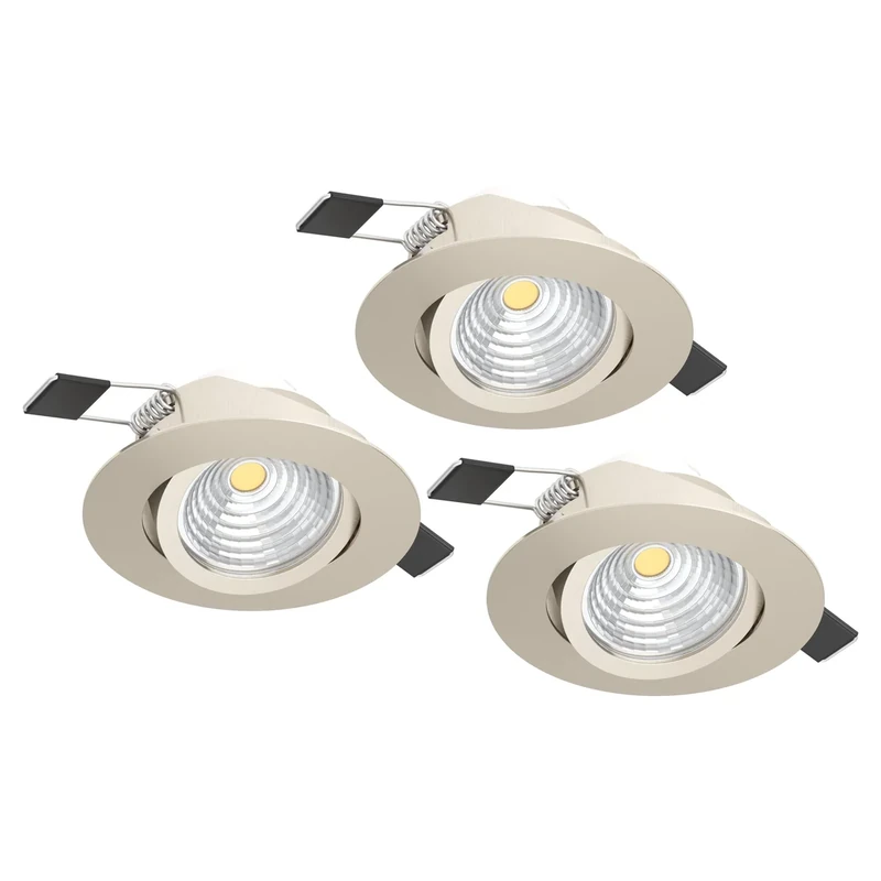 Eglo Set of 3 recessed Spotlight Set Saliceto, dimmable Round Ceiling spotlights, Aluminium Silver, Neutral White, Ø 8.8 cm