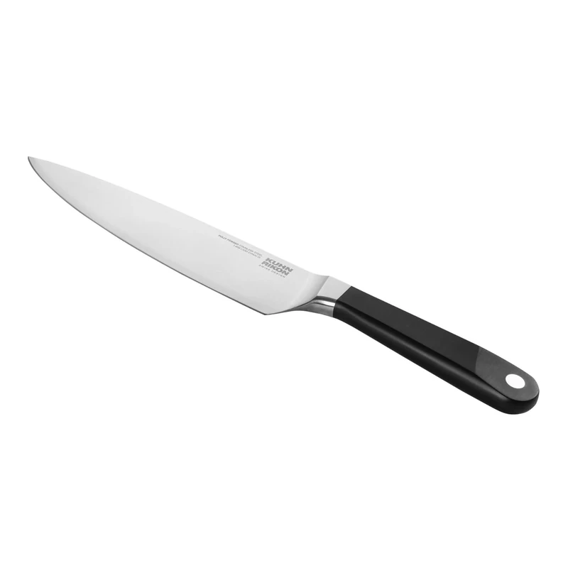 Kuhn Rikon Culinary Forged Large Chef’s Knife Rockwell-Hardened Carbon Steel Blade. Durable, Sharp Knife. Total Length = 34cm. Blade Length = 20cm. Full Tang Construction for Perfect Balance.