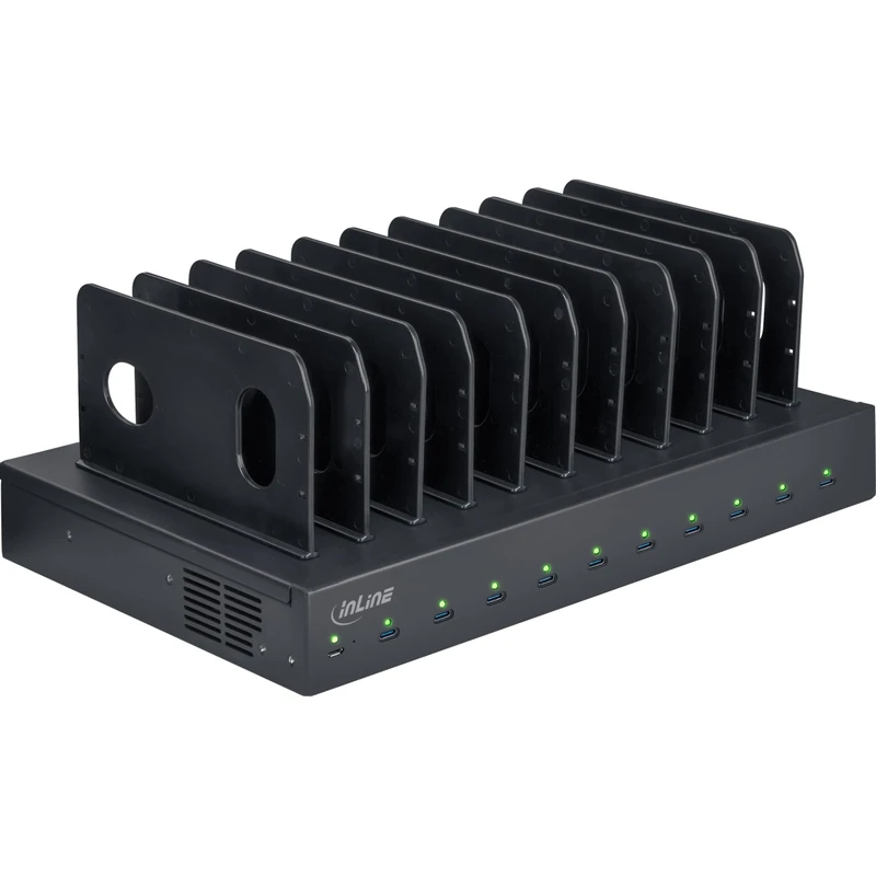 Inline Multiport Powerstation, Fast Charger USB-C, 10 Port, 1000 W, PD 3.0, QC 5.0, Charging Station for Notebook and Smartphone, 31516B