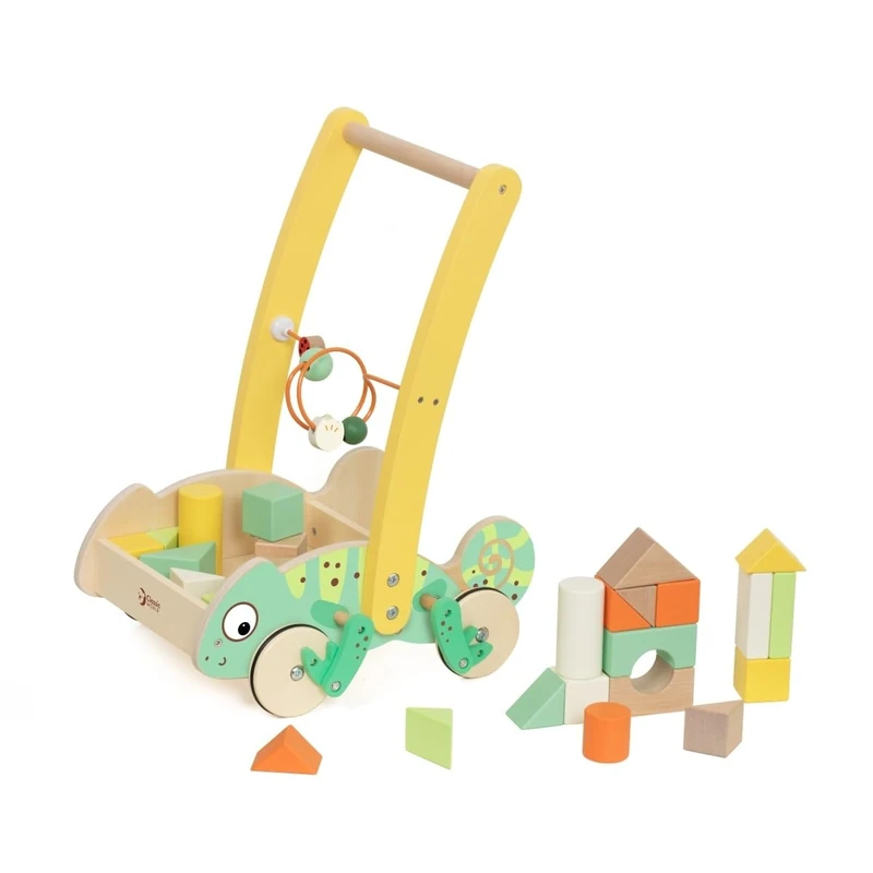 Classic World Chameleon Baby Walker with Wooden Blocks, Bead Maze, FSC-Certified Wood, Multi-Activity Push Toy, 12 Months+ - Image 1