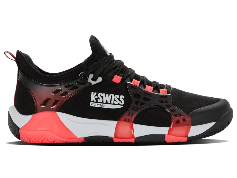 K-Swiss Men's K-Frame Padel Tennis Shoe, Black/Micro Chip/Neon Lava, 8.5 UK