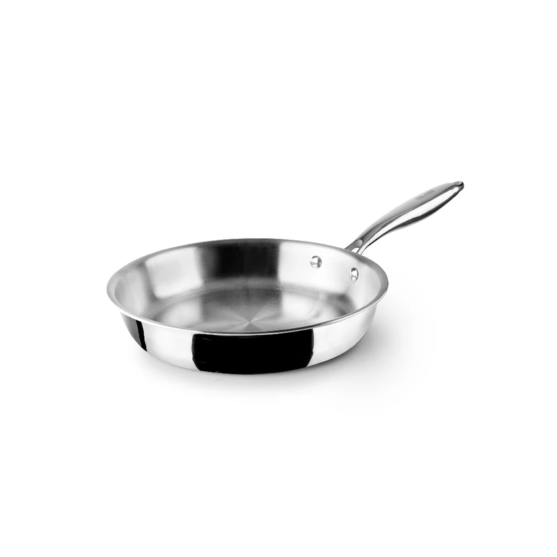 IBILI - Triply Natural 32 cm Tri-Ply Frying Pan with Handle and Handle, Stainless Steel, Suitable for Induction, Non-Stick
