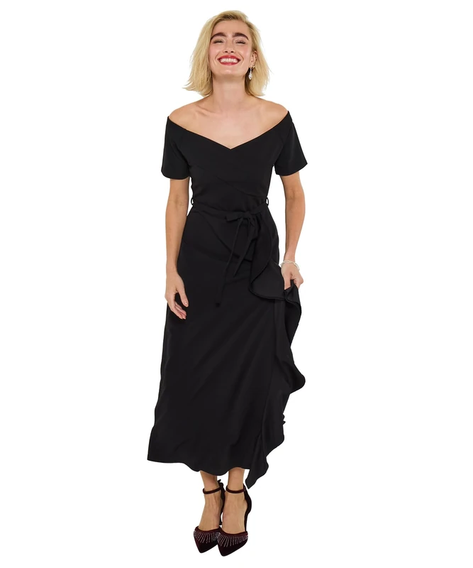 Joe Browns Women's Full Skirted Stretchy Jersey Dress, Black, 8