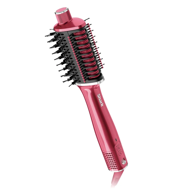 Shark Glossi 2-in-1 Hot Tool and Air Glosser Raspberry, Salon Quality, Cermaic Plates, Volumise, Frizz Free, Gloss Lock, All Hair Types HT302UKBP