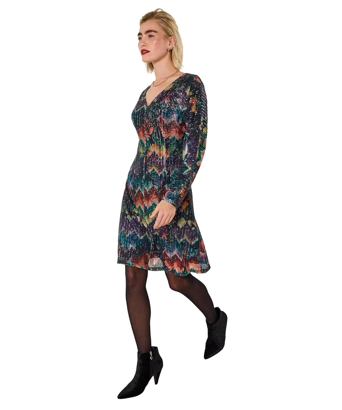 Joe Browns Women's V Neck Sequin Mini Dress, Multicolor, 8