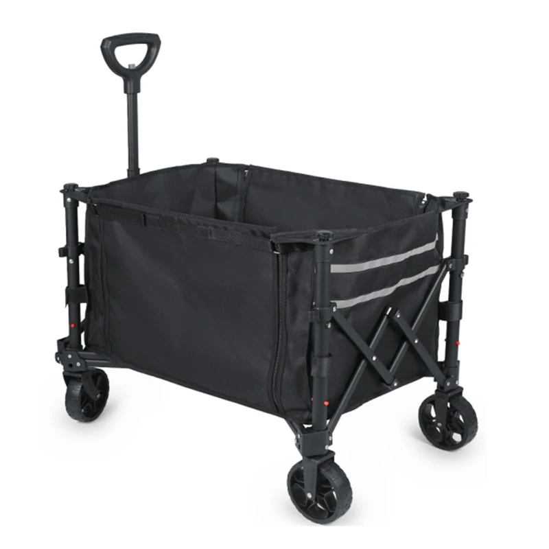 YEAUPE PRO Folding Camping Wagon 120–160L Heavy Duty Collapsible Trolley with 7" Wide All-Terrain Wheels & Dual Front Brakes, Rear Opening Design,Utility Cart for Beach & Garden – 75×45cm