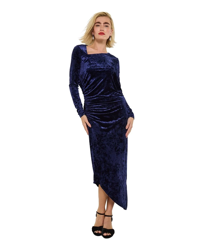 Joe Browns Women's Asymmetric Hem Crushed Velour Dress, Regular, Purple, UK 18 - Image 1
