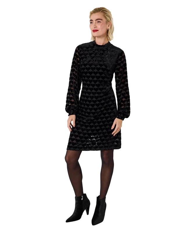 Joe Browns Women's Devore Heart Velvet Dress, Regular, Black, UK 14