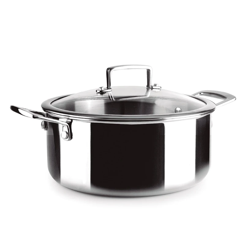 IBILI - Triply Natural Tricapa Saucepan 22 cm, Stainless Steel, Suitable for Induction, Non-Stick