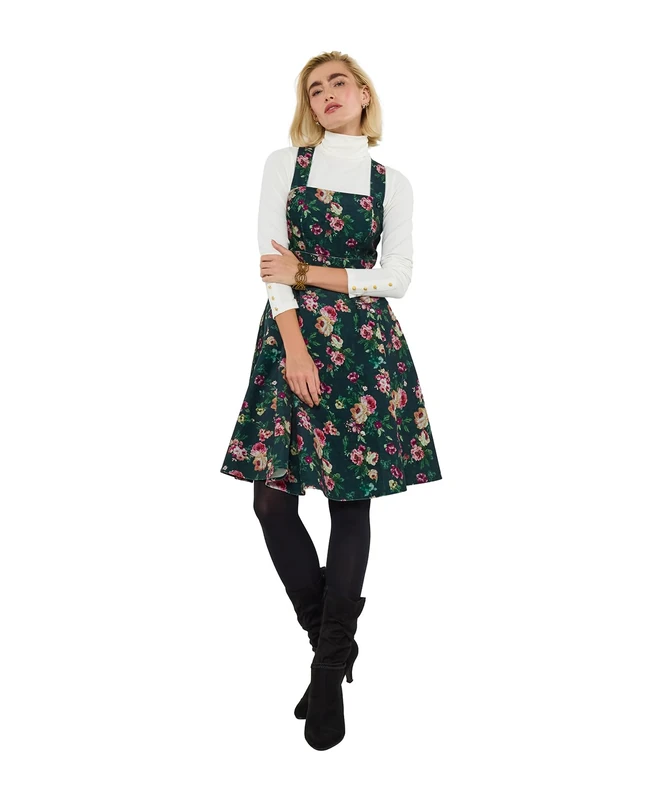 Joe Browns Women's Floral Print Pinafore Dress, Regular, Green, UK 12 - Image 1