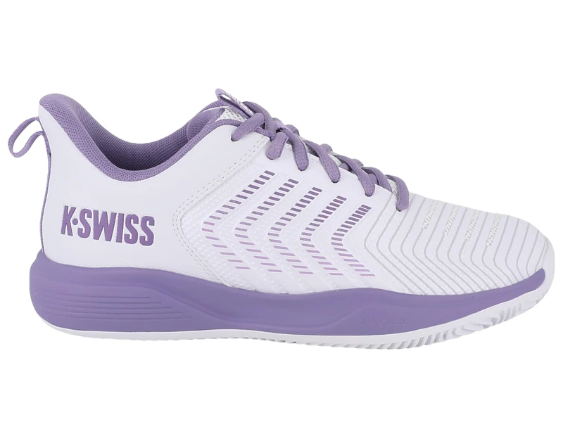 K-Swiss Women's ULTRASHOT Light Tennis Shoe, White/Purple Haze/Neon Lavender, 8 UK