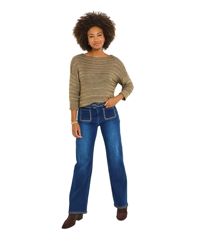 Joe Browns Women's Boat Neck Ladder Knit Jumper, Regular, Gold, UK 12