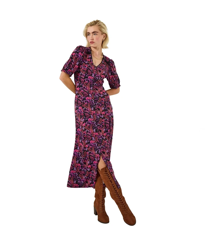 Joe Browns Women's Jersey Floral Midi Dress, Purple, 6
