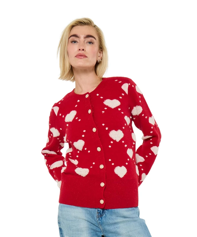Joe Browns Women's Pearl Detail Cardigan Sweater, Red, 10